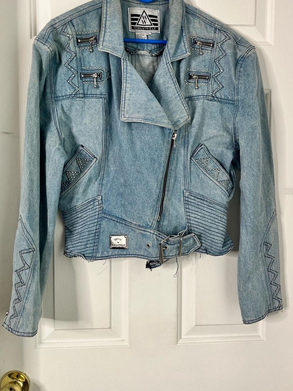 Vintage Morgan Wear studded denim jacket for women